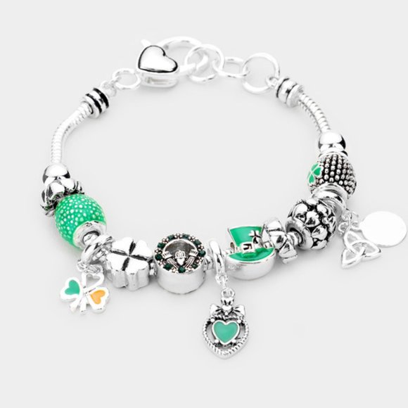 St Patricks Day clover IRISH charm bracelet - Picture 1 of 3